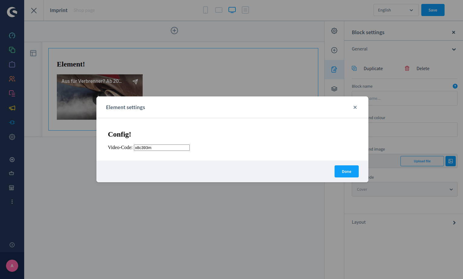 Dailymotion config modal