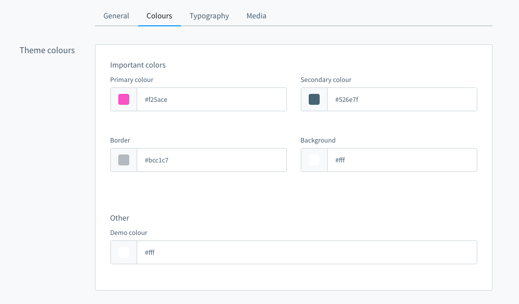 Example of tabs, blocks and sections